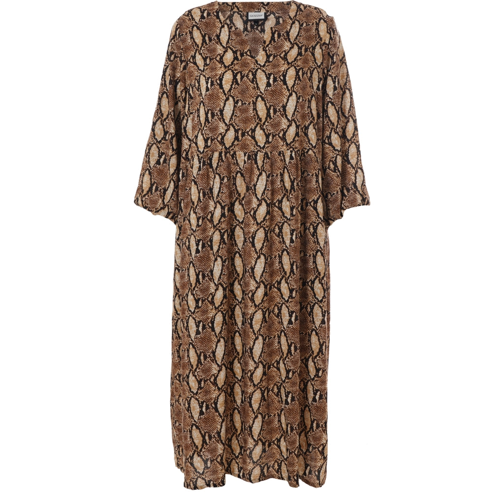 Gozzip Woman GFiona Dress Dress Snake Print Brown