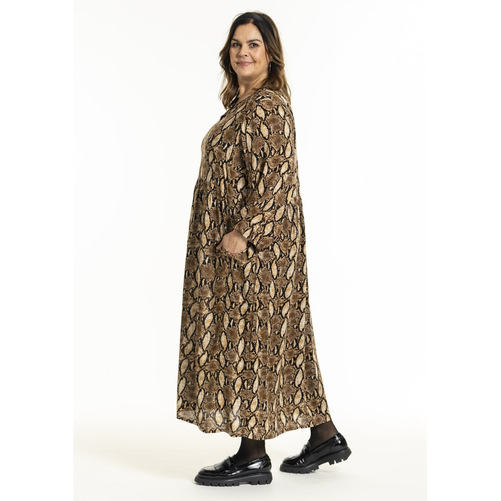 Gozzip Woman GFiona Dress Dress Snake Print Brown