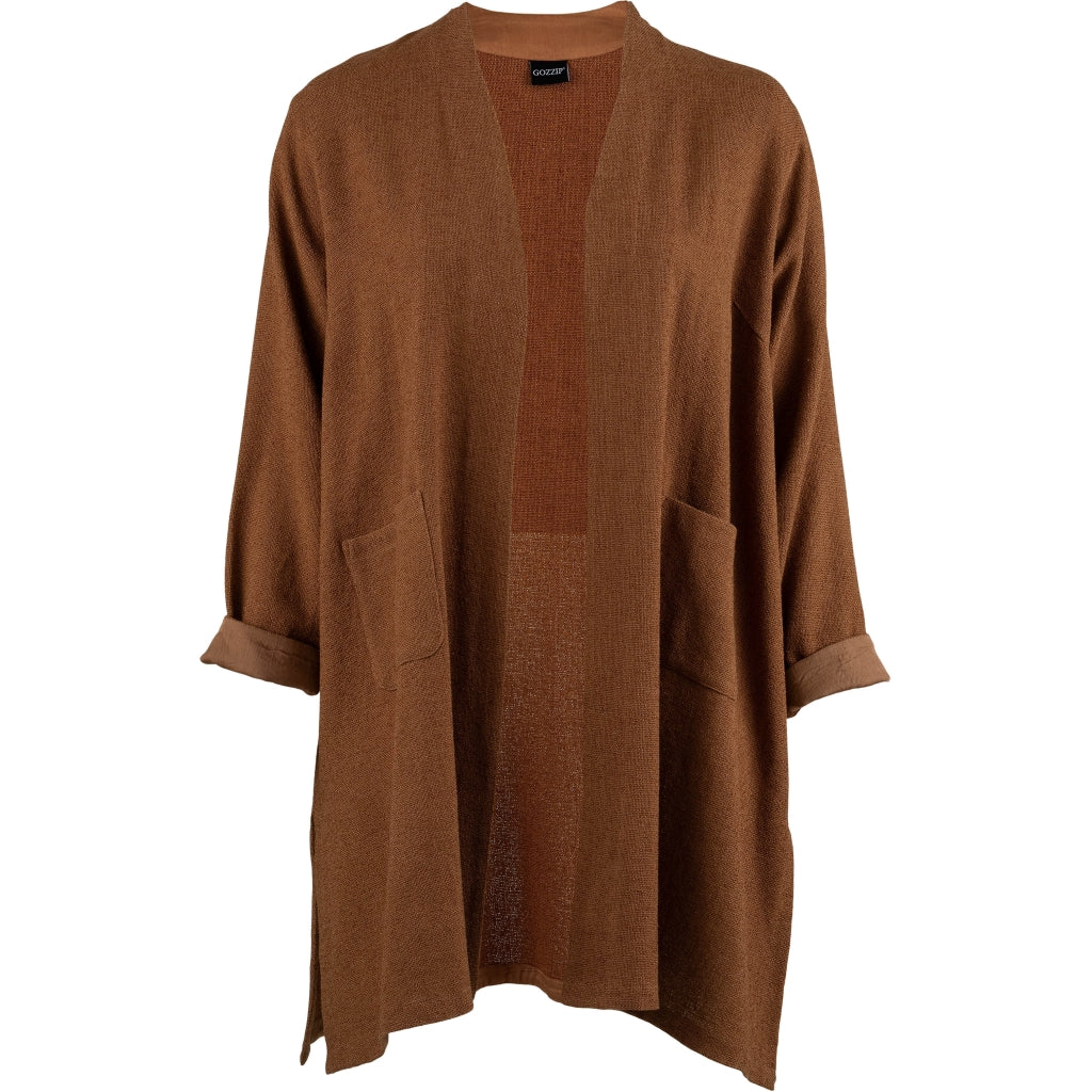 Gozzip Woman GFrance Long Cardigan Long Cardigan Cognac