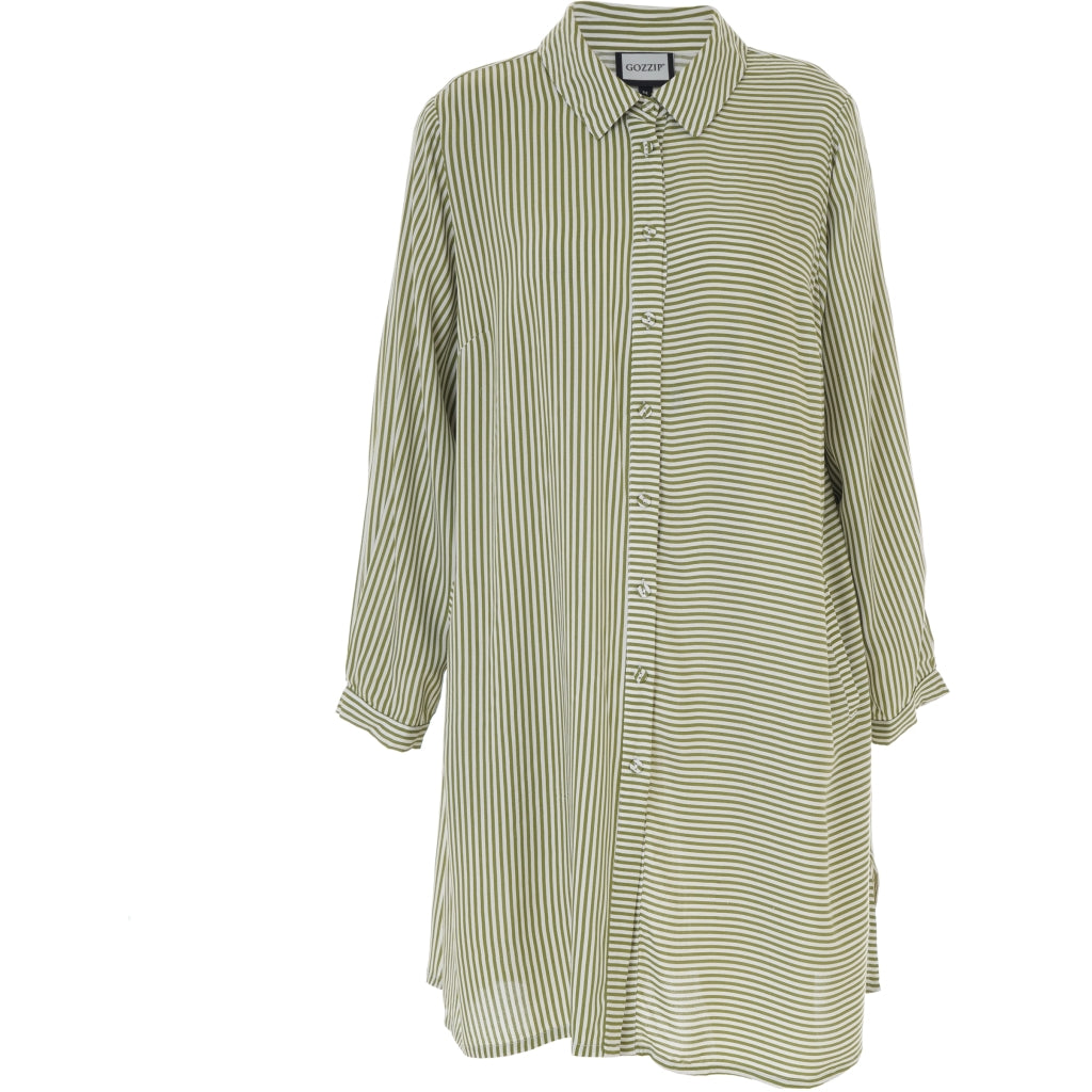 Gozzip Woman GFro Shirt Tunic Tunic Moss Stripe