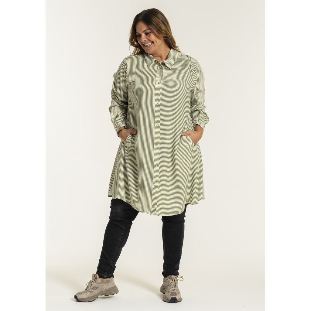 Gozzip Woman GFro Shirt Tunic Tunic Moss Stripe