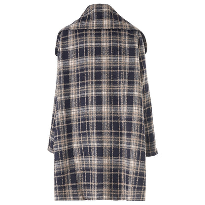Gozzip Woman GGail Coat Coat Black with blue and mustard checks