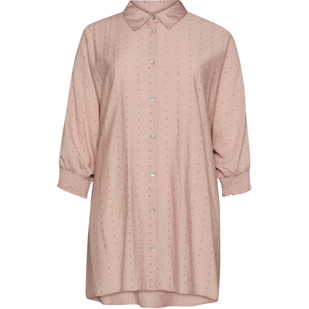 Gozzip Woman GGerda Oversize shirt Tunic Oversize shirt tunic Rose with brown and silver dots