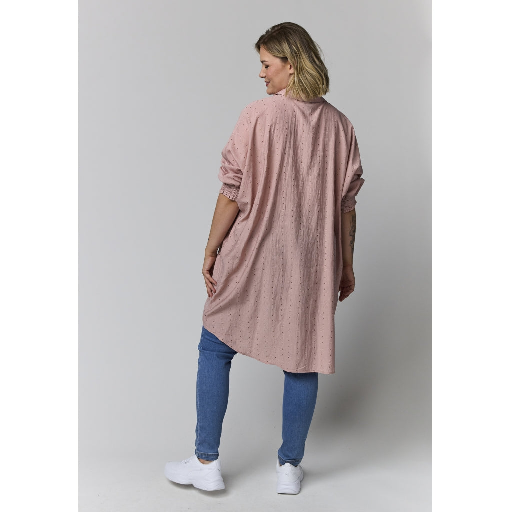 Gozzip Woman GGerda Oversize shirt Tunic Oversize shirt tunic Rose with brown and silver dots