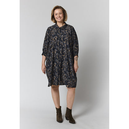 Gozzip Woman GGerda Oversize shirt Tunic Oversize shirt tunic Black with grey brown flowers