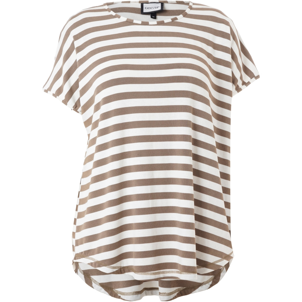 Gozzip Woman GGitte T-shirt striped T-Shirt Clay