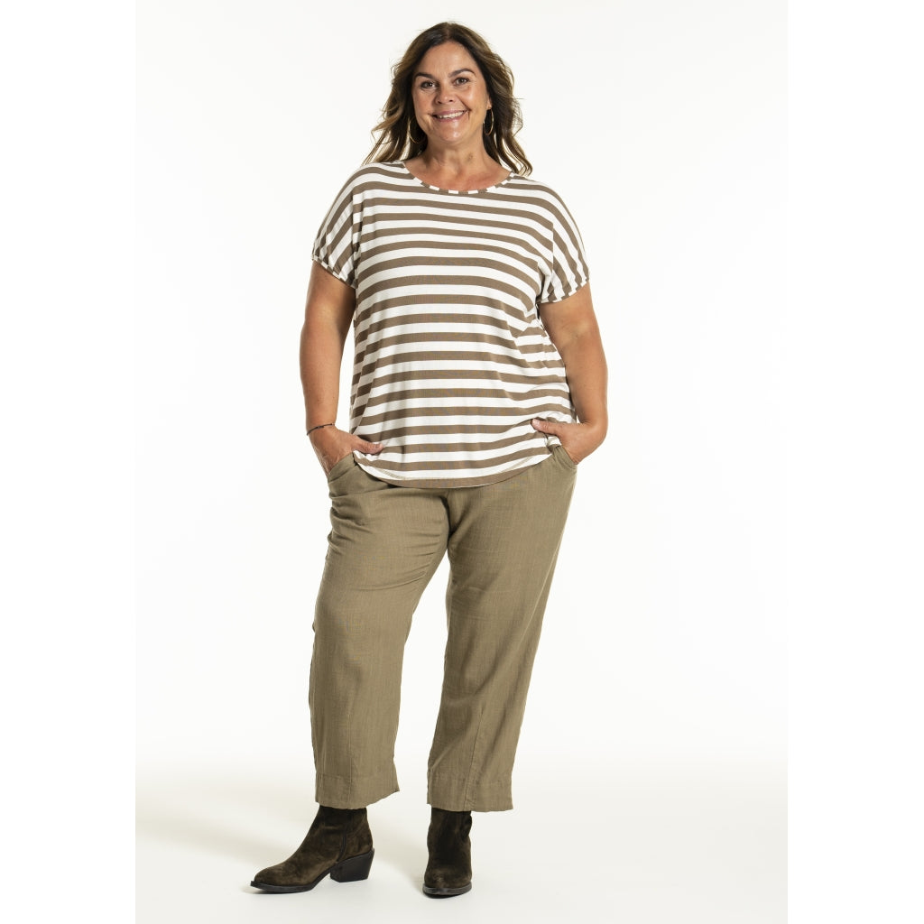 Gozzip Woman GGitte T-shirt striped T-Shirt Clay