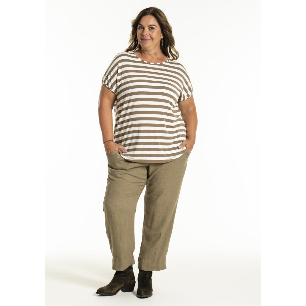 Gozzip Woman GGitte T-shirt striped T-Shirt Clay