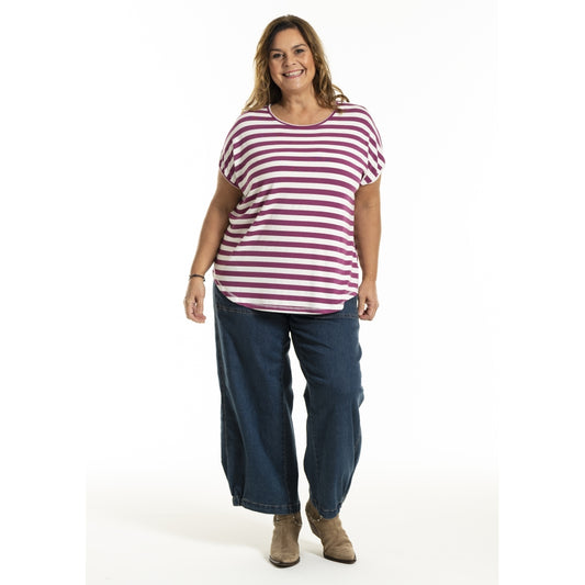 Gozzip Woman GGitte T-shirt striped T-Shirt Lilac Stripe