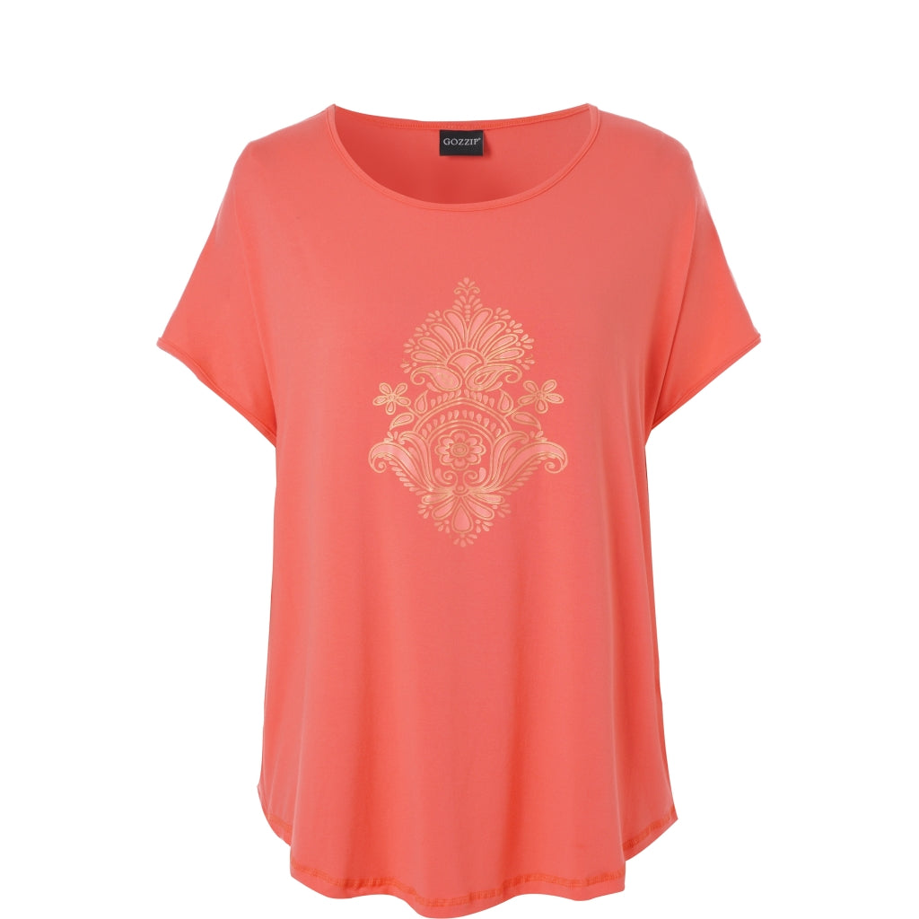 Gozzip Woman GGitte T-shirt with print T-Shirt Coral