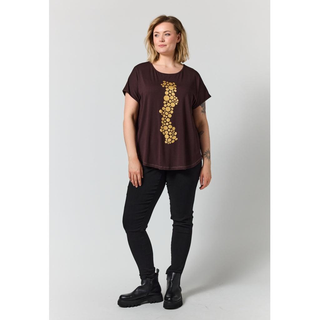 Gozzip Woman GGitte T-shirt with print T-Shirt Brown