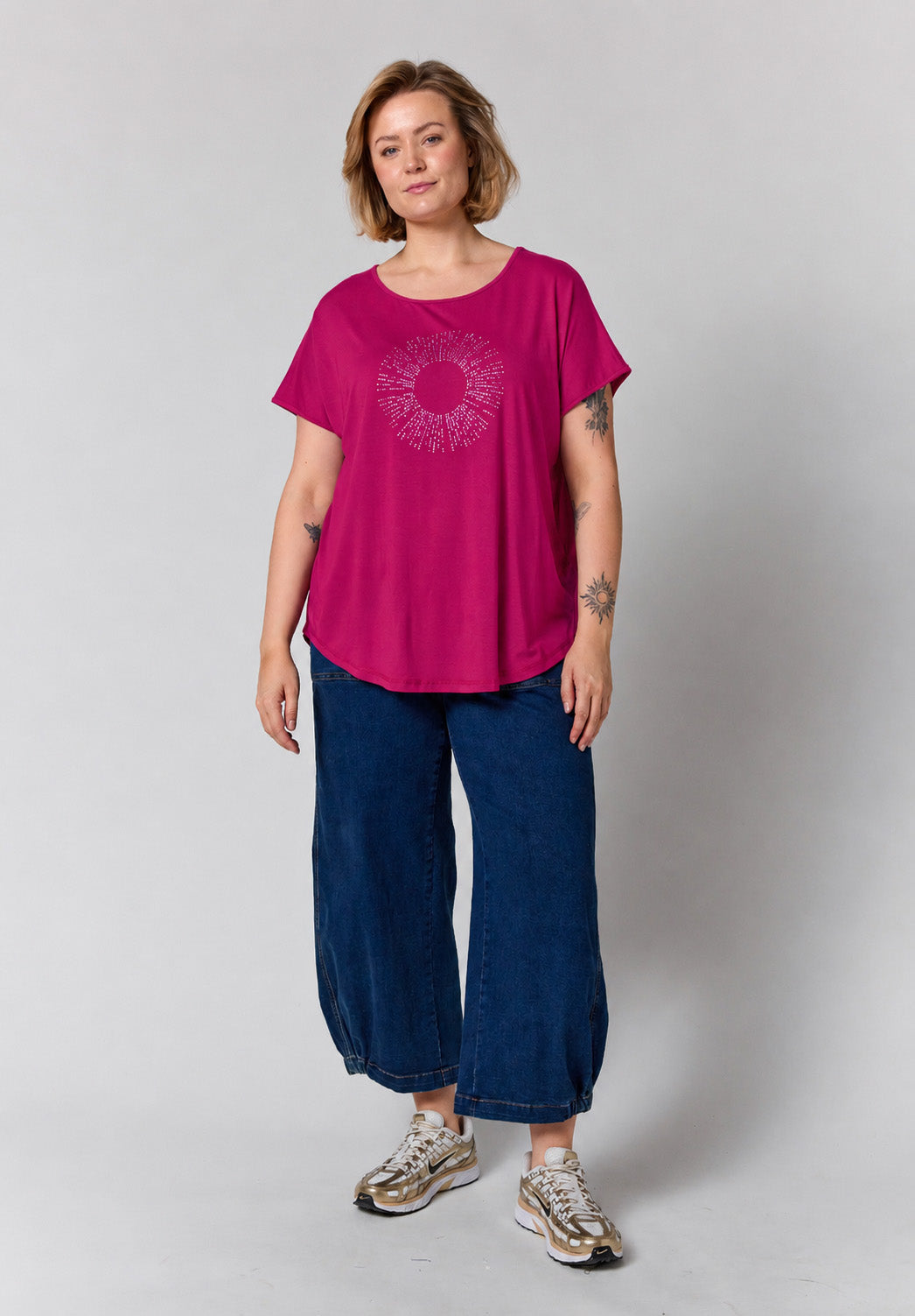 Gozzip Woman GGitte T-shirt with stones T-Shirt Pink