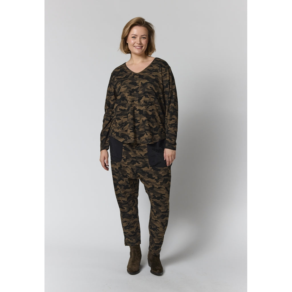Gozzip Woman GGitte t-shirt with long sleeves T-Shirt Army