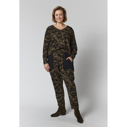 Gozzip Woman GGitte t-shirt with long sleeves T-Shirt Army