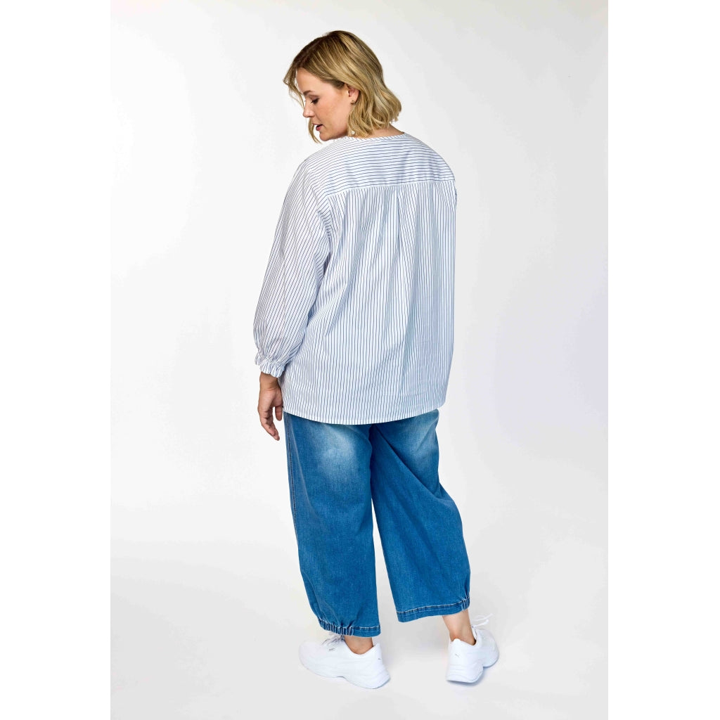 Gozzip Woman GIben Blouse Blouse White blue stripe