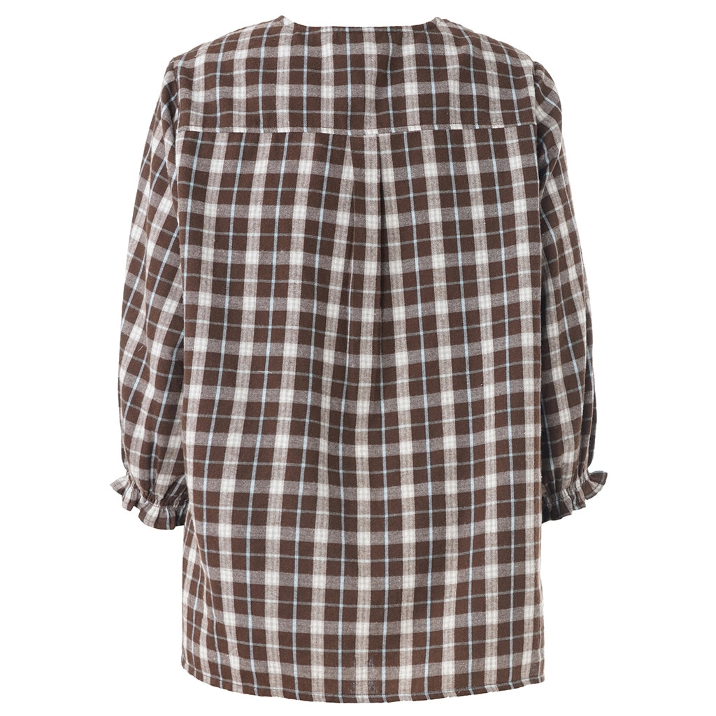 Gozzip Woman GIben Blouse Blouse Brown check with light blue stripe