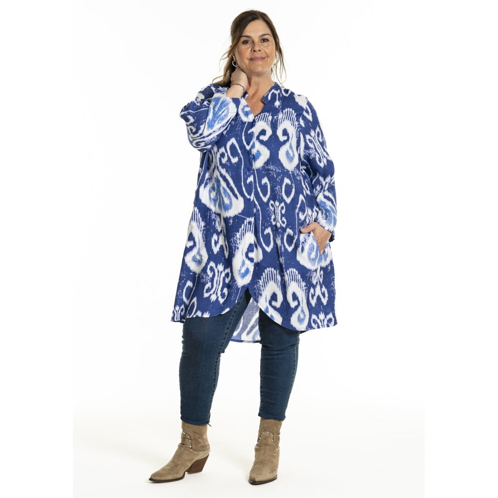 Gozzip Woman GIngun Tunic Tunic Blue print