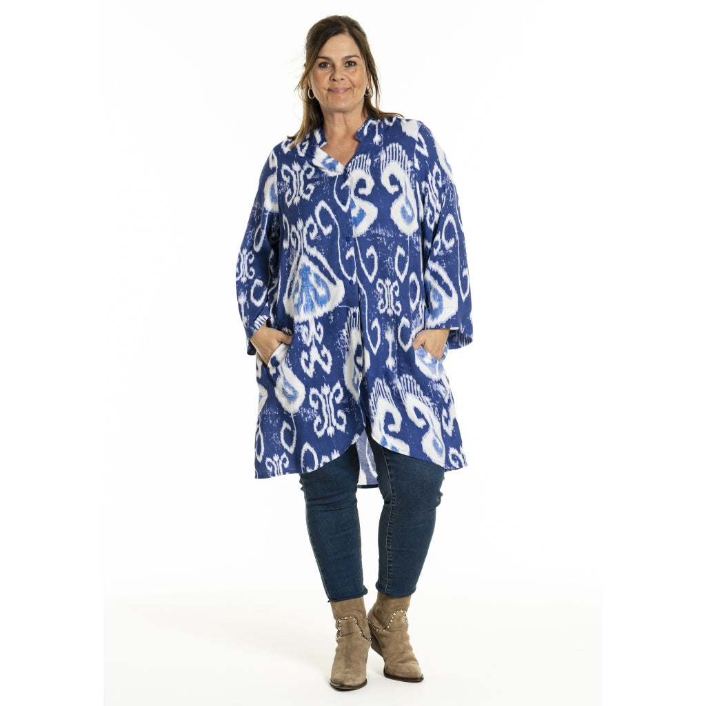 Gozzip Woman GIngun Tunic Tunic Blue print