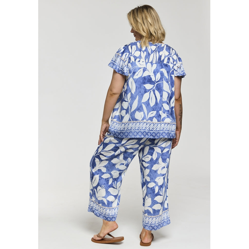 Gozzip Woman GJuliana Blouse Blouse Blue/Off-white board fabric