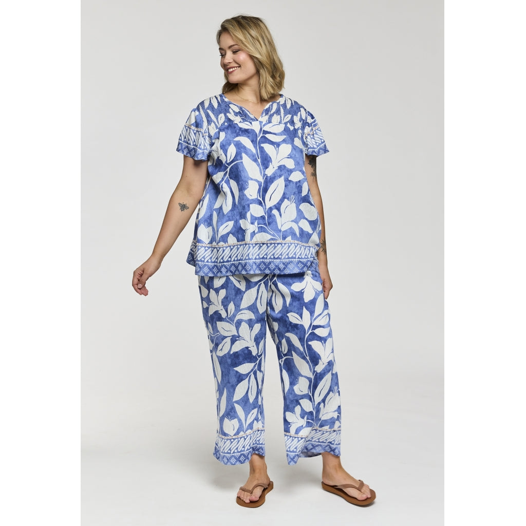 Gozzip Woman GJuliana Blouse Blouse Blue/Off-white board fabric