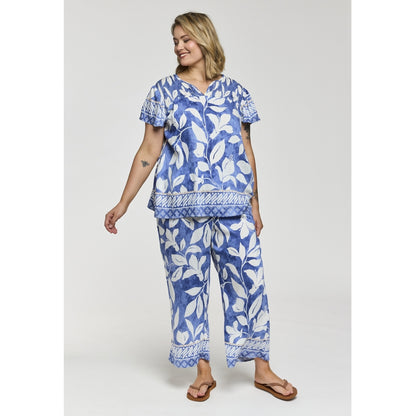 Gozzip Woman GJuliana Blouse Blouse Blue/Off-white board fabric
