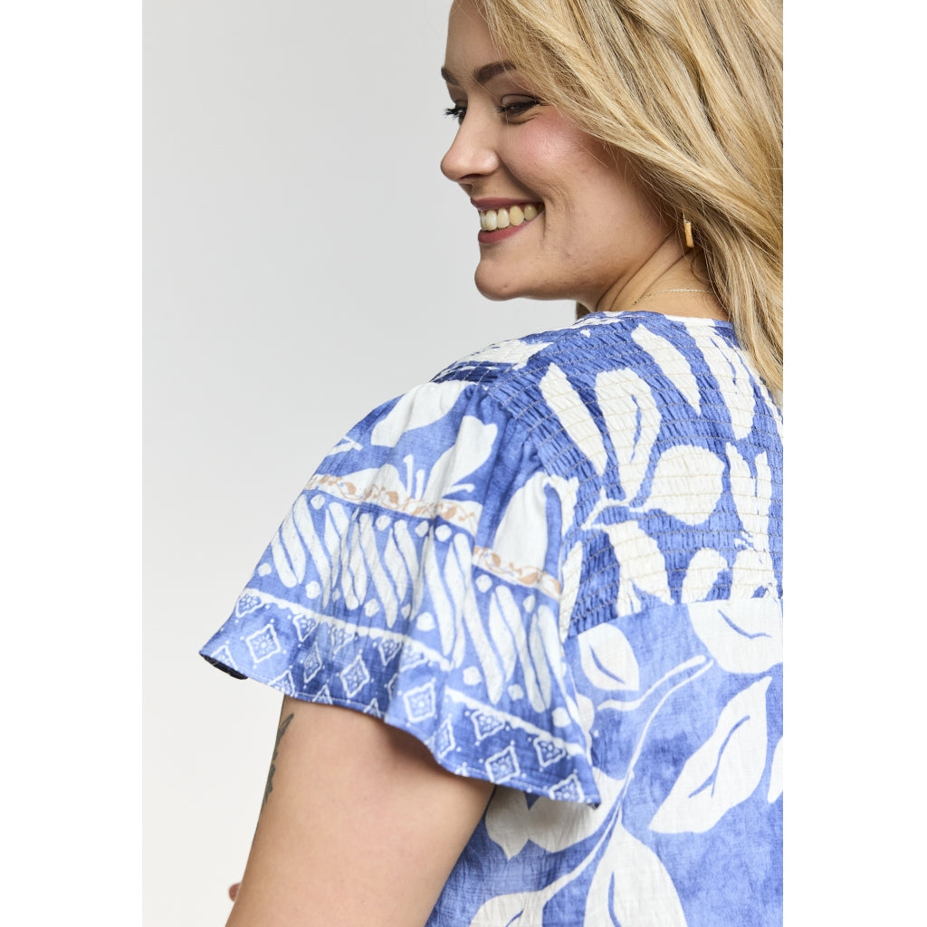 Gozzip Woman GJuliana Blouse Blouse Blue/Off-white board fabric