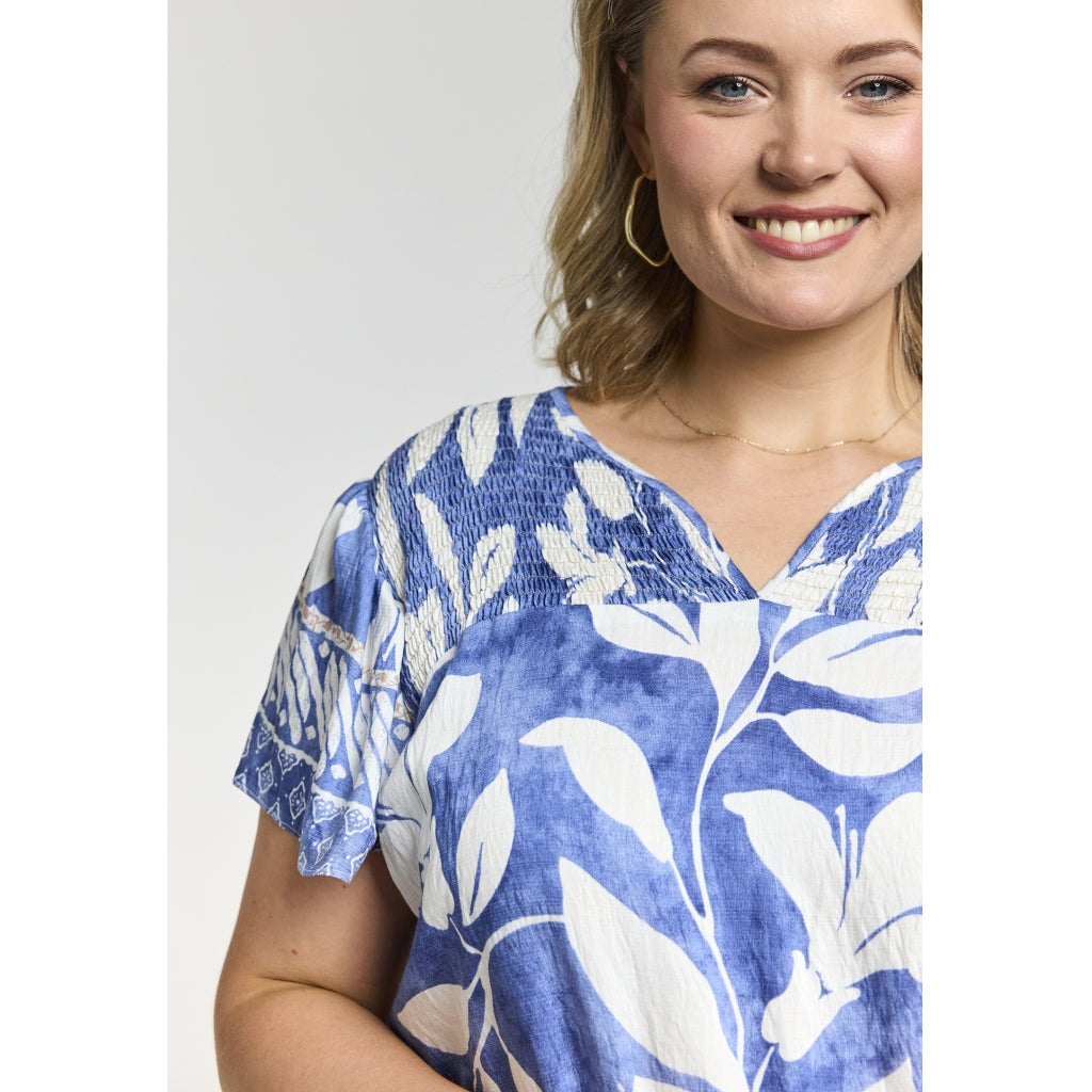 Gozzip Woman GJuliana Blouse Blouse Blue/Off-white board fabric