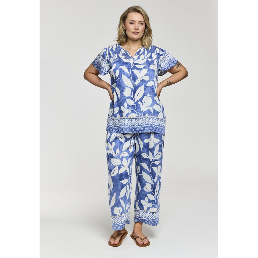 Gozzip Woman GJuliana Blouse Blouse Blue/Off-white board fabric