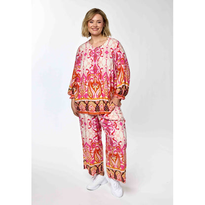 Gozzip Woman GKarina Loose 3/4 pants 3/4 Loose Pant Pink Print