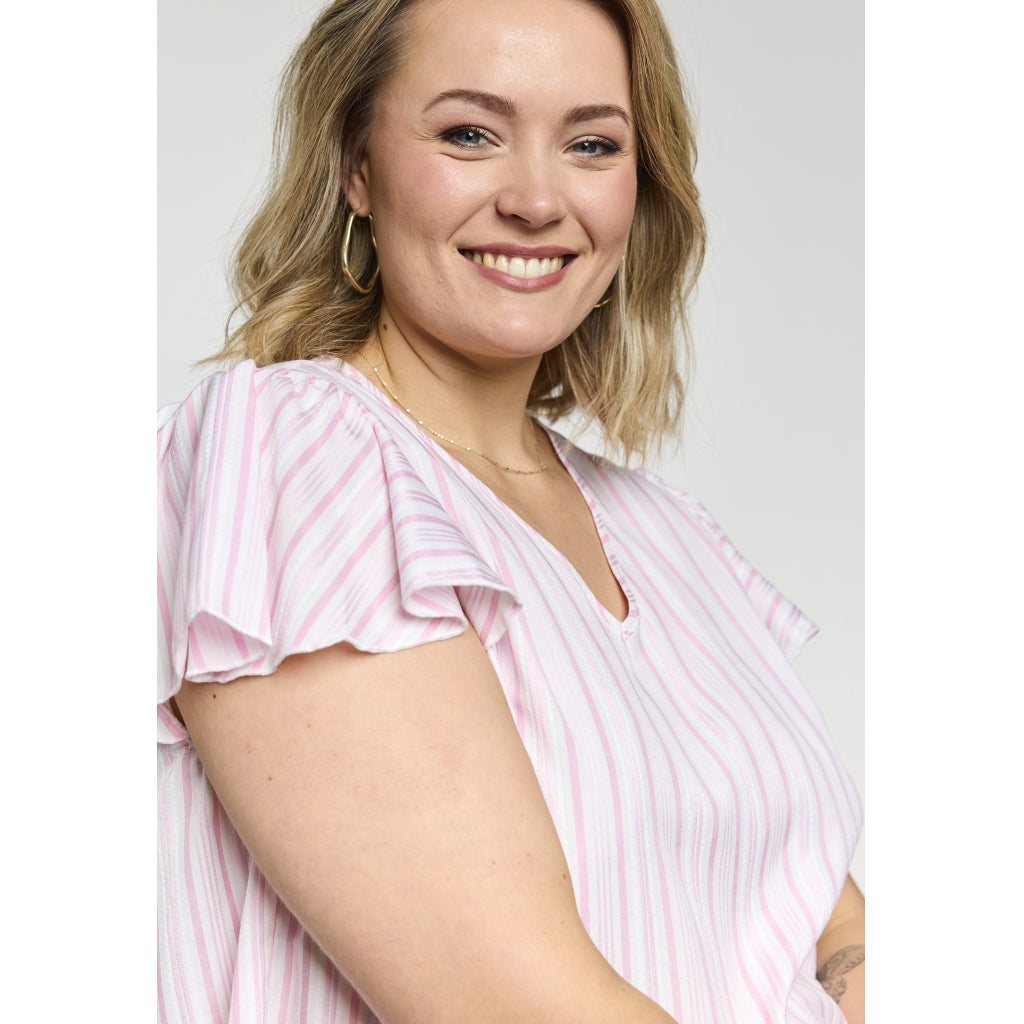 Gozzip Woman GKetti Top Top White with pink stripe