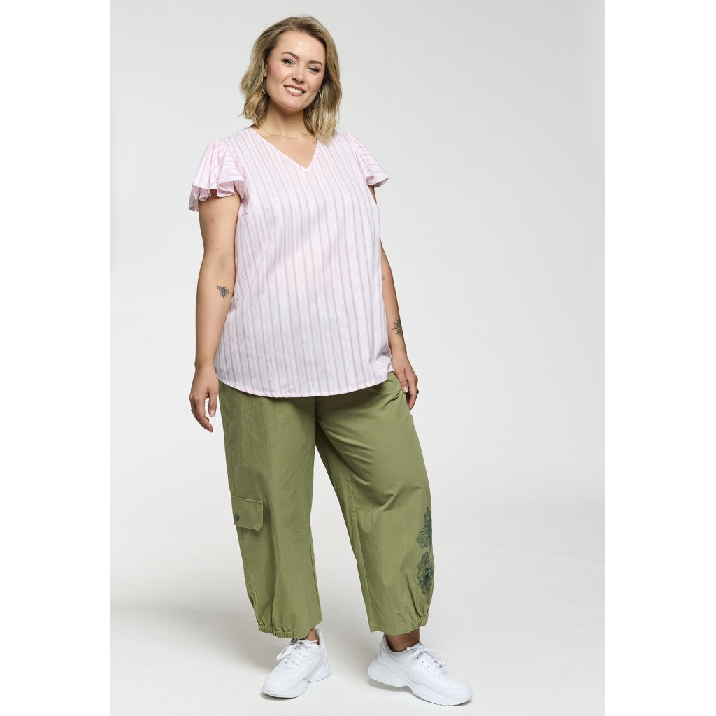 Gozzip Woman GKetti Top Top White with pink stripe