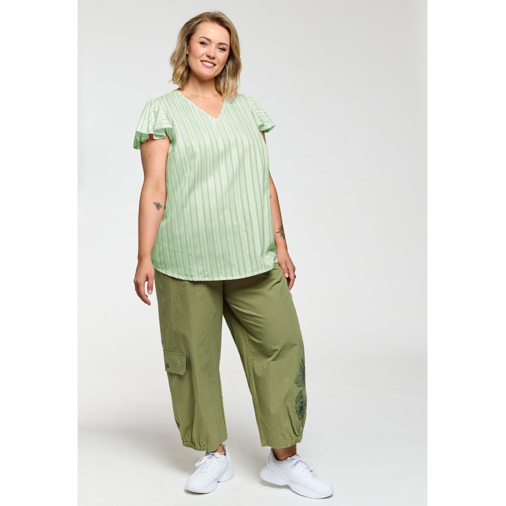 Gozzip Woman GKetti Top Top white with green stripe