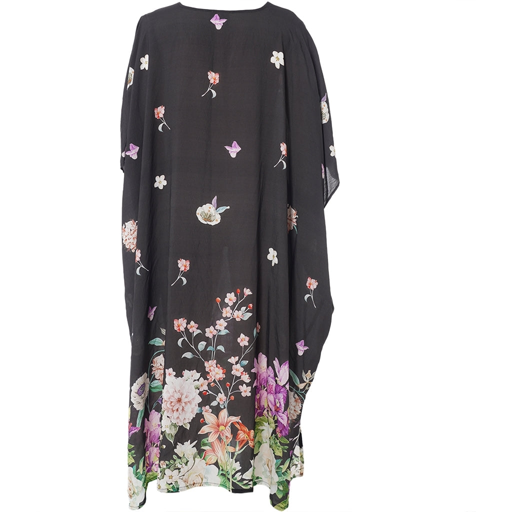 Gozzip Woman GLia Oversize Dress Oversize Dress Black with flower