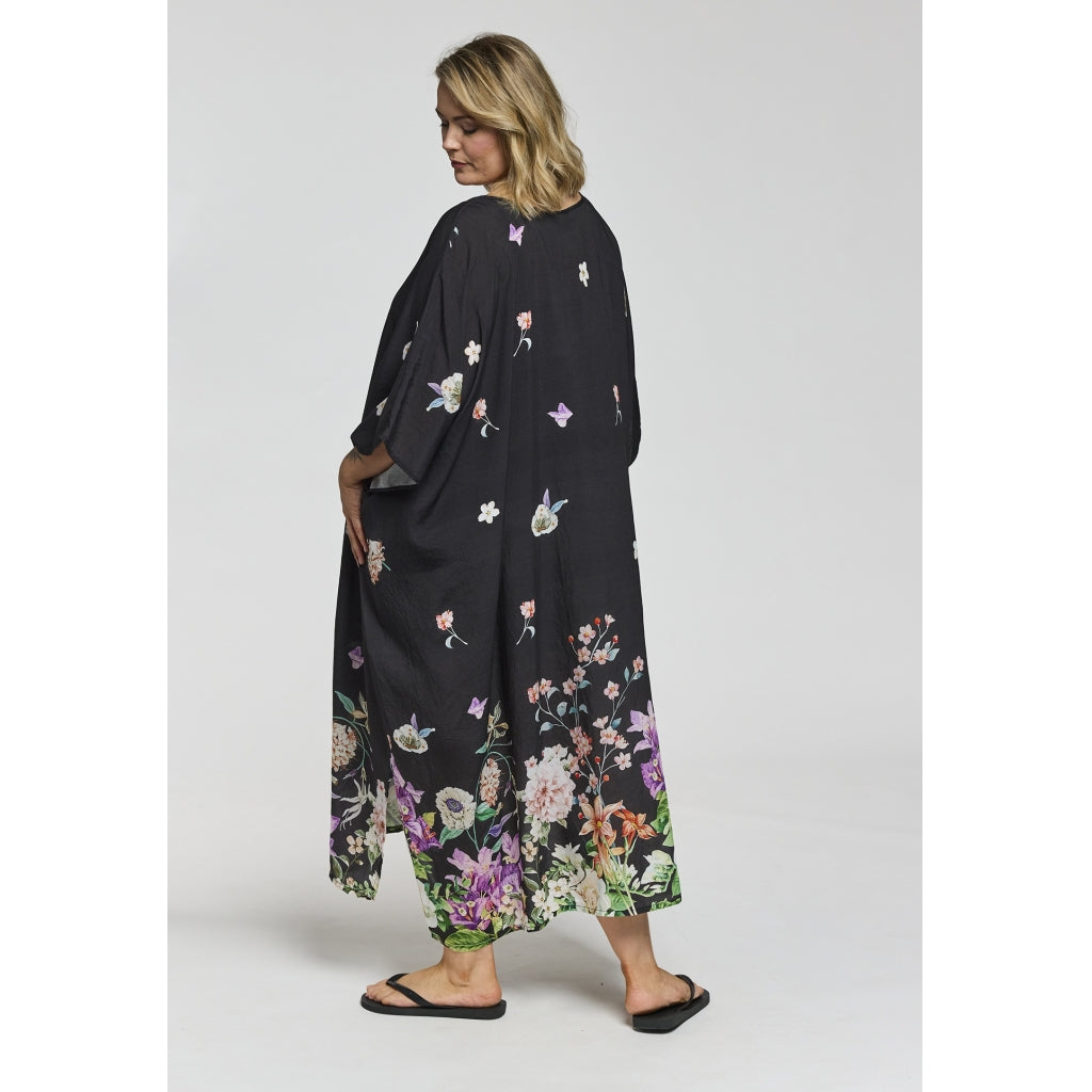 Gozzip Woman GLia Oversize Dress Oversize Dress Black with flower