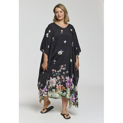 Gozzip Woman GLia Oversize Dress Oversize Dress Black with flower