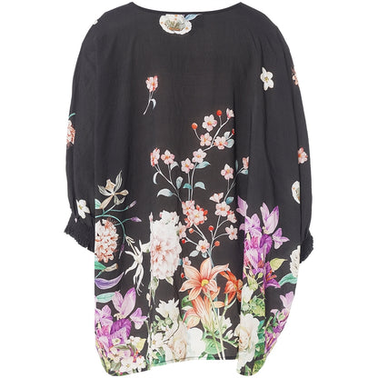 Gozzip Woman GLila Oversize Blouse Oversize Blouse Black with flower
