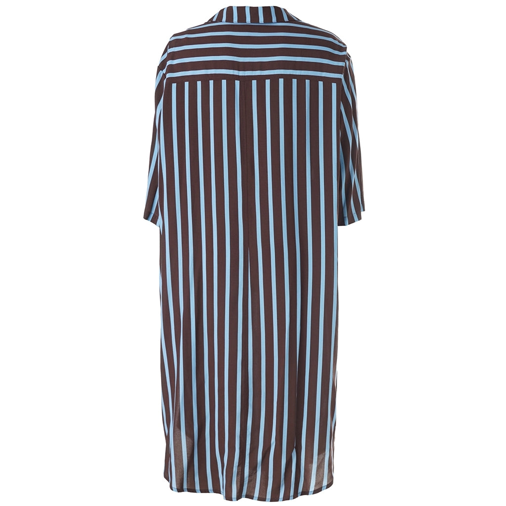 Gozzip Woman GLinea Dress Dress Brown with blue stripes