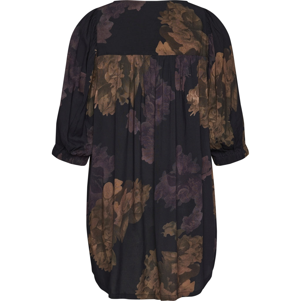 Gozzip Woman GLova Tunic Tunic Black with big flowers