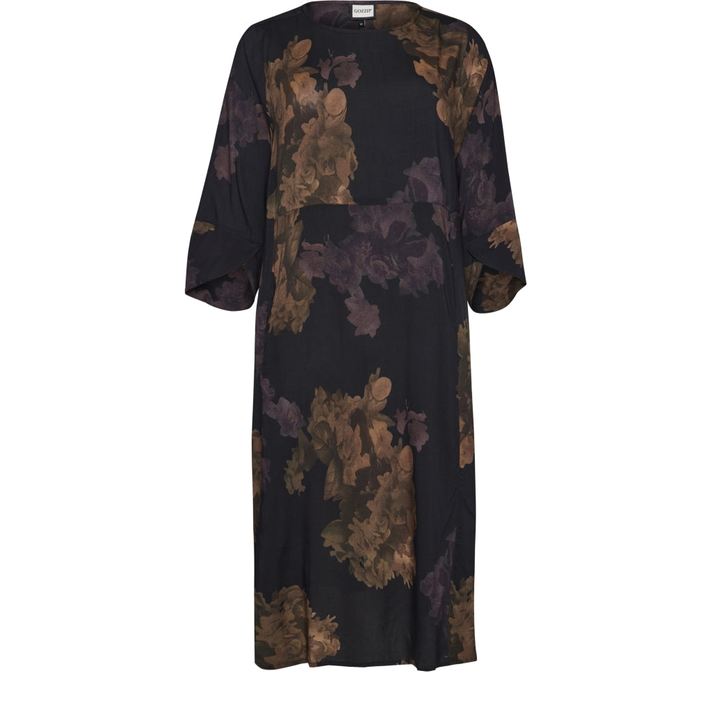 Gozzip Woman GLuma Dress Dress Black with big flowers