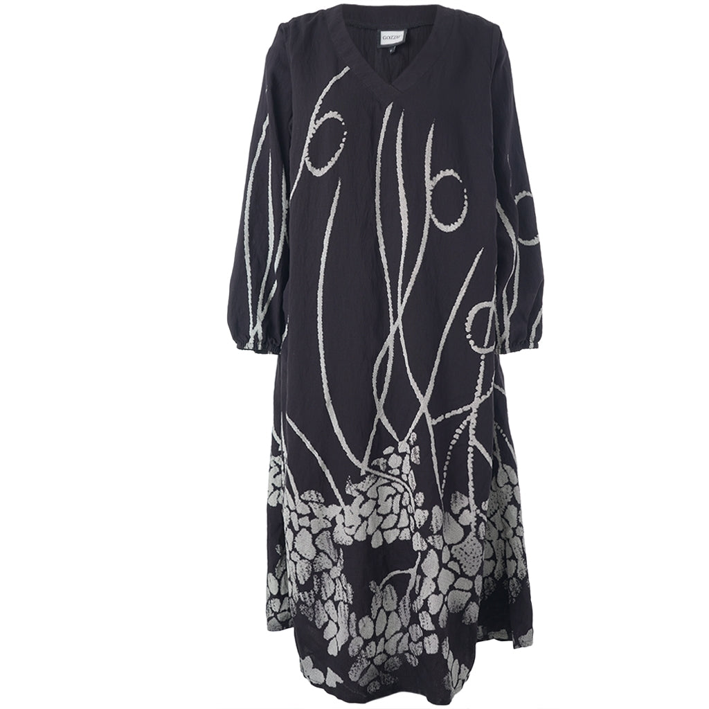 Gozzip Woman GMalene Dress Dress Black with border print