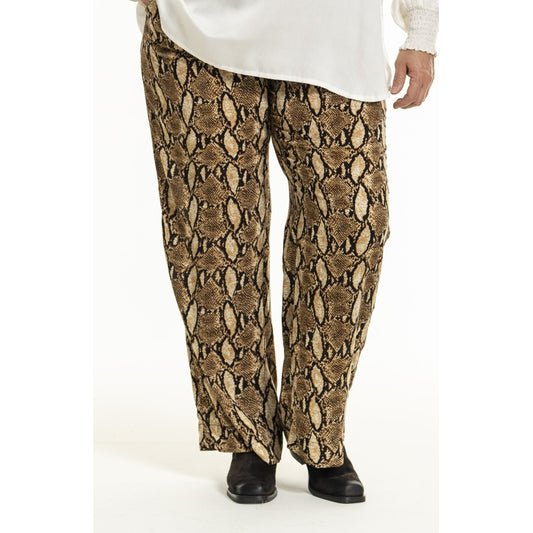 Gozzip Woman GMargrethe Loose Pants Loose Pant Snake Print Brown