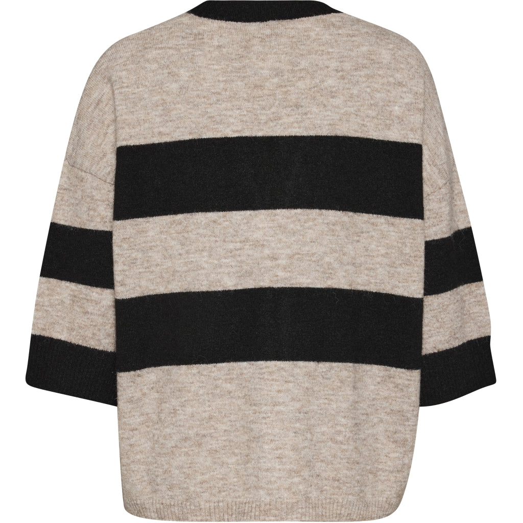 Gozzip Woman GMaris Knit Cardigan with stripes Cardigan Black/sand stripe