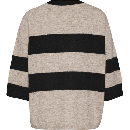 Gozzip Woman GMaris Knit Cardigan with stripes Cardigan Black/sand stripe