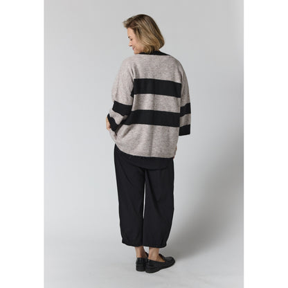 Gozzip Woman GMaris Knit Cardigan with stripes Cardigan Black/sand stripe