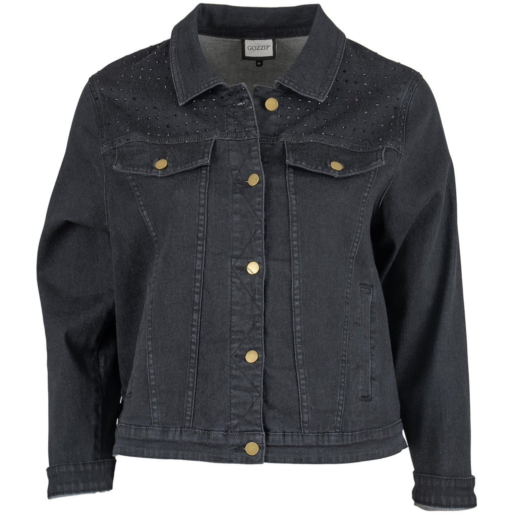 Gozzip Woman GMaya Denim Jacket with stone Jacket Black denim