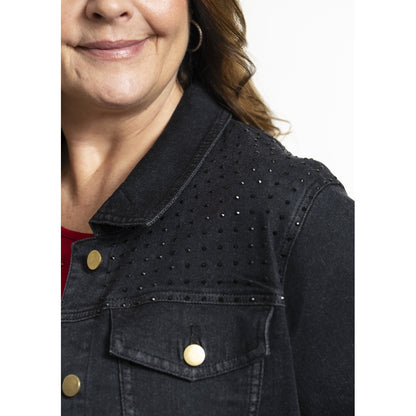 Gozzip Woman GMaya Denim Jacket with stone Jacket Black denim