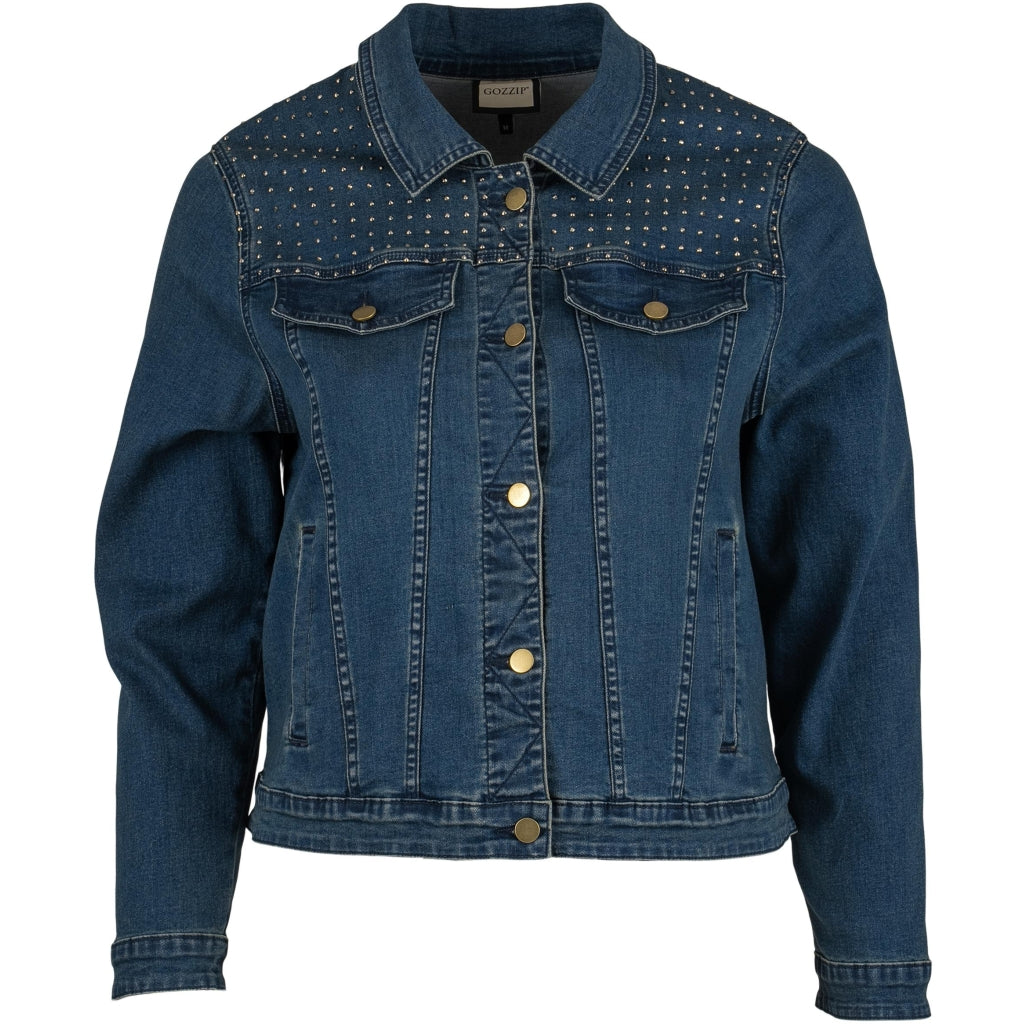 Gozzip Woman GMaya Denim Jacket with stone Jacket Dark blue denim