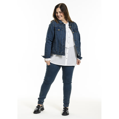 Gozzip Woman GMaya Denim Jacket with stone Jacket Dark blue denim