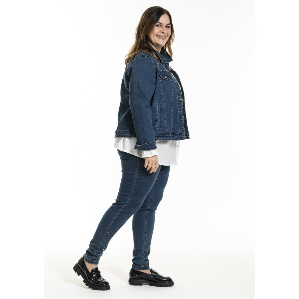 Gozzip Woman GMaya Denim Jacket with stone Jacket Dark blue denim