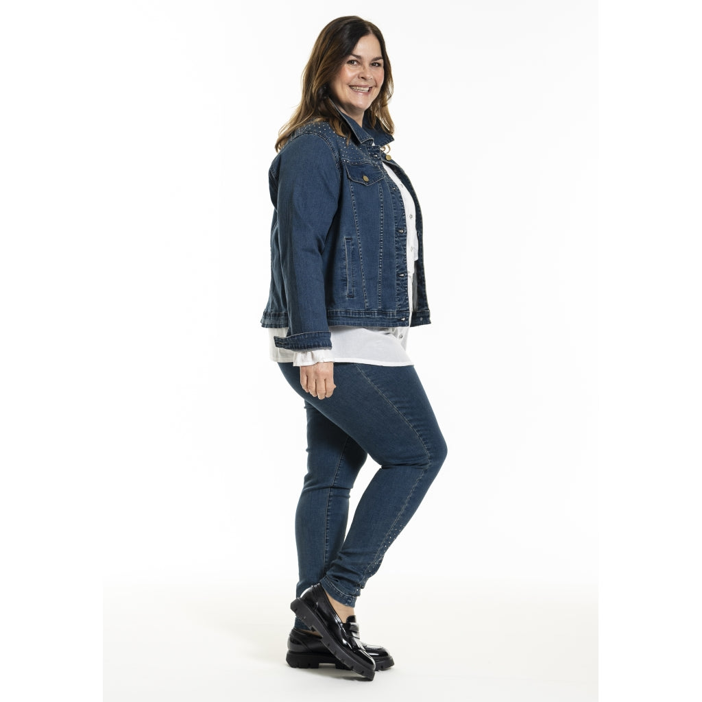 Gozzip Woman GMaya Denim Jacket with stone Jacket Dark blue denim